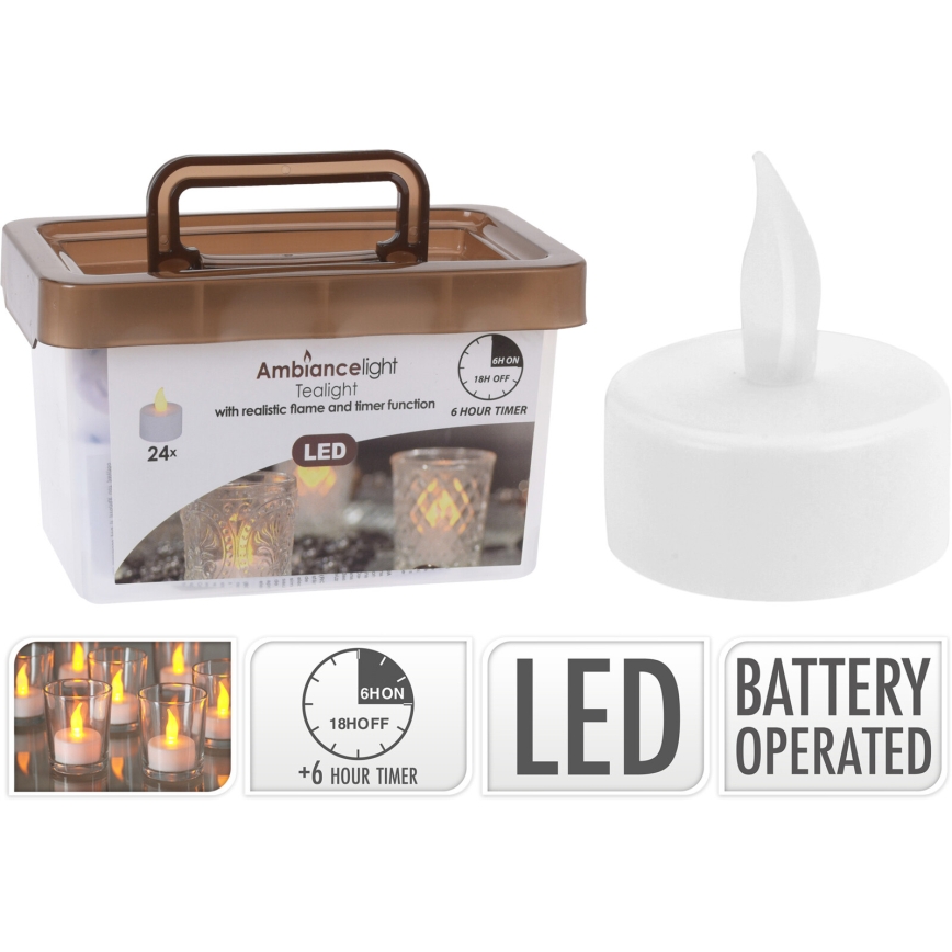 SET 24x LED božićnih dekoracija LED/1xCR2032 3,8 cm topla bijela svijeća