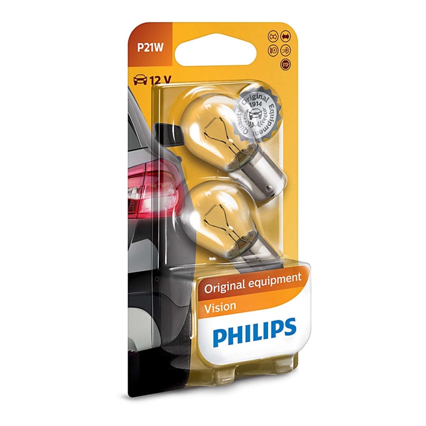 SET 2x Auto žarulja Philips VISION 12498B2 P21W BA15s/21W/12V