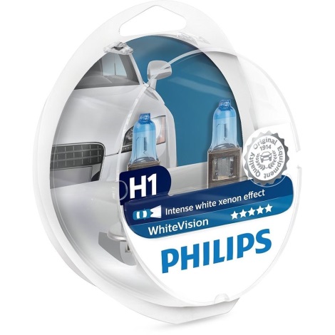 SET 2x Auto žarulja Philips WHITEVISION 12258WHVSM H1 P14,5s/55W/12V 3700K
