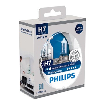 SET 2x Auto žarulja Philips WHITEVISION 12972WHVSM H7 PX26d/55W/12V 3700K + 2 pozicijske žarulje