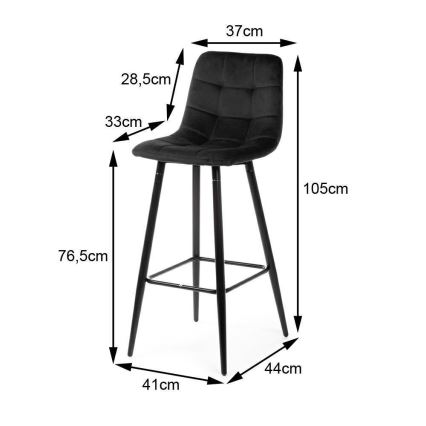 SET 2x Barska stolica HOKER 105x44 cm crna