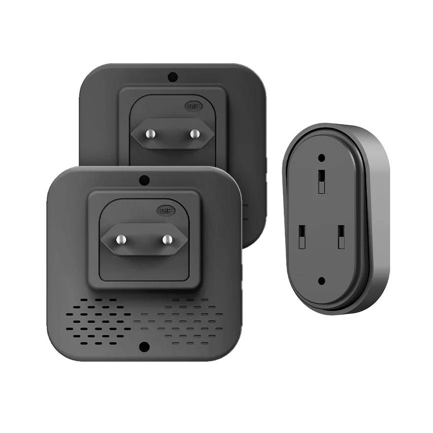 SET 2x bežična kinetička zvona za utičnicu, 230 V, crna