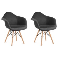 SET 2x Blagovaonska stolica NEREA 80x60,5 cm siva/bukva