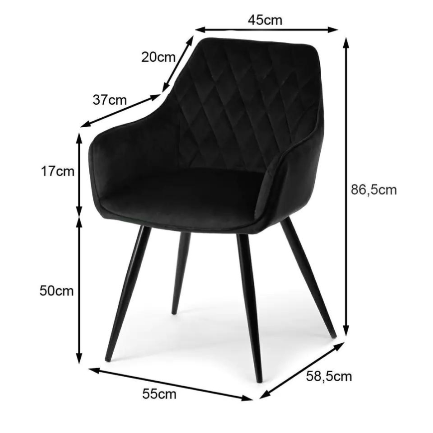 SET 2x Stolice za blagovaonicu SAMETTI crne