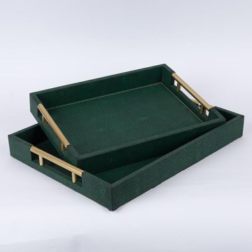 SET 2x Dekorativni poslužavnik 40x30/34x24 cm zelena