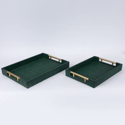 SET 2x Dekorativni poslužavnik 40x30/34x24 cm zelena