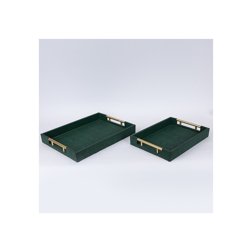 SET 2x Dekorativni poslužavnik 40x30/34x24 cm zelena