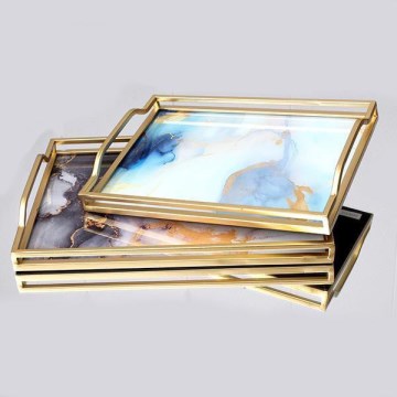SET 2x Dekorativni poslužavnik 40x30/35x25 cm zlatna