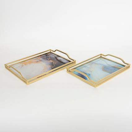 SET 2x Dekorativni poslužavnik 40x30/35x25 cm zlatna