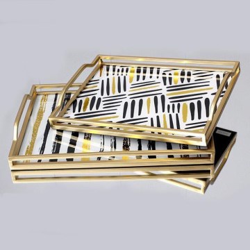 SET 2x Dekorativni poslužavnik 40x30/35x25 cm zlatna