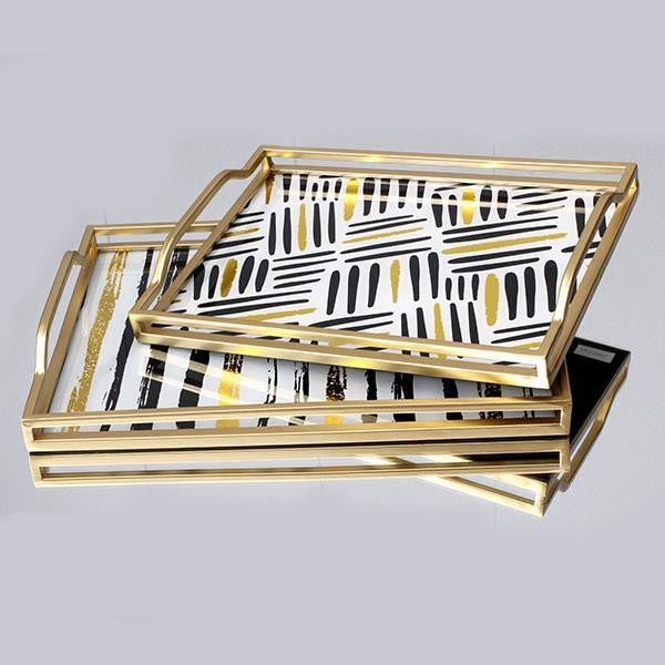 SET 2x Dekorativni poslužavnik 40x30/35x25 cm zlatna