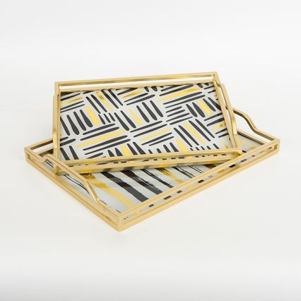 SET 2x Dekorativni poslužavnik 40x30/35x25 cm zlatna