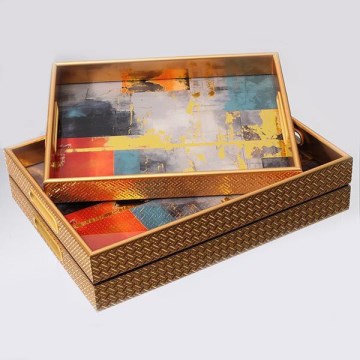 SET 2x Dekorativni poslužavnik 40x30/35x25 cm zlatna