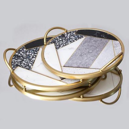 SET 2x Dekorativni poslužavnik pr. 35/30 cm zlatna