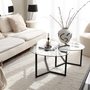 SET 2x Konferencijski stol BELLISIMO crna/prozirna
