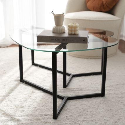 SET 2x Konferencijski stol BELLISIMO crna/prozirna