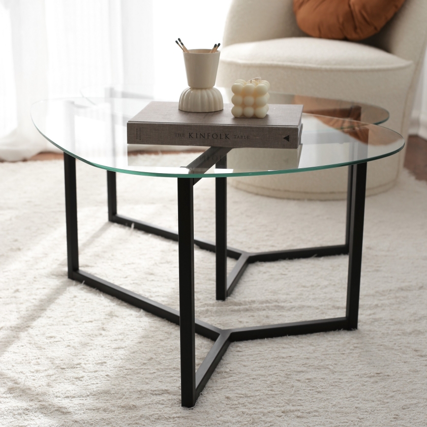 SET 2x Konferencijski stol BELLISIMO crna/prozirna