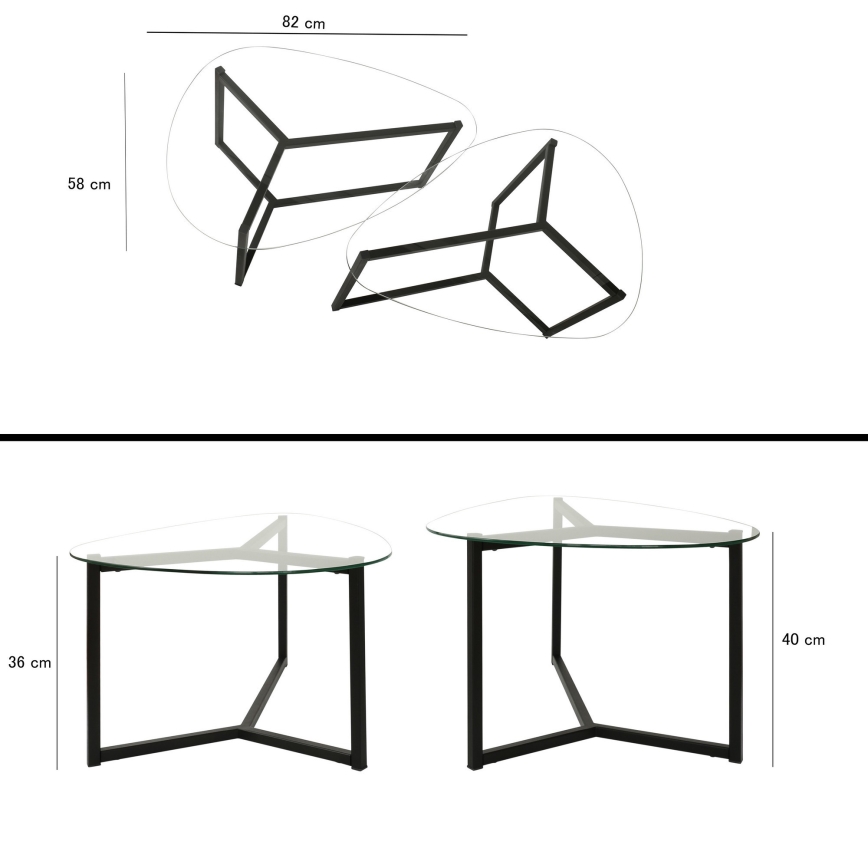 SET 2x Konferencijski stol BELLISIMO crna/prozirna