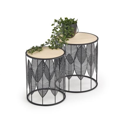 SET 2x Konferencijski stolić FOLLA promjer 33/40 cm crna