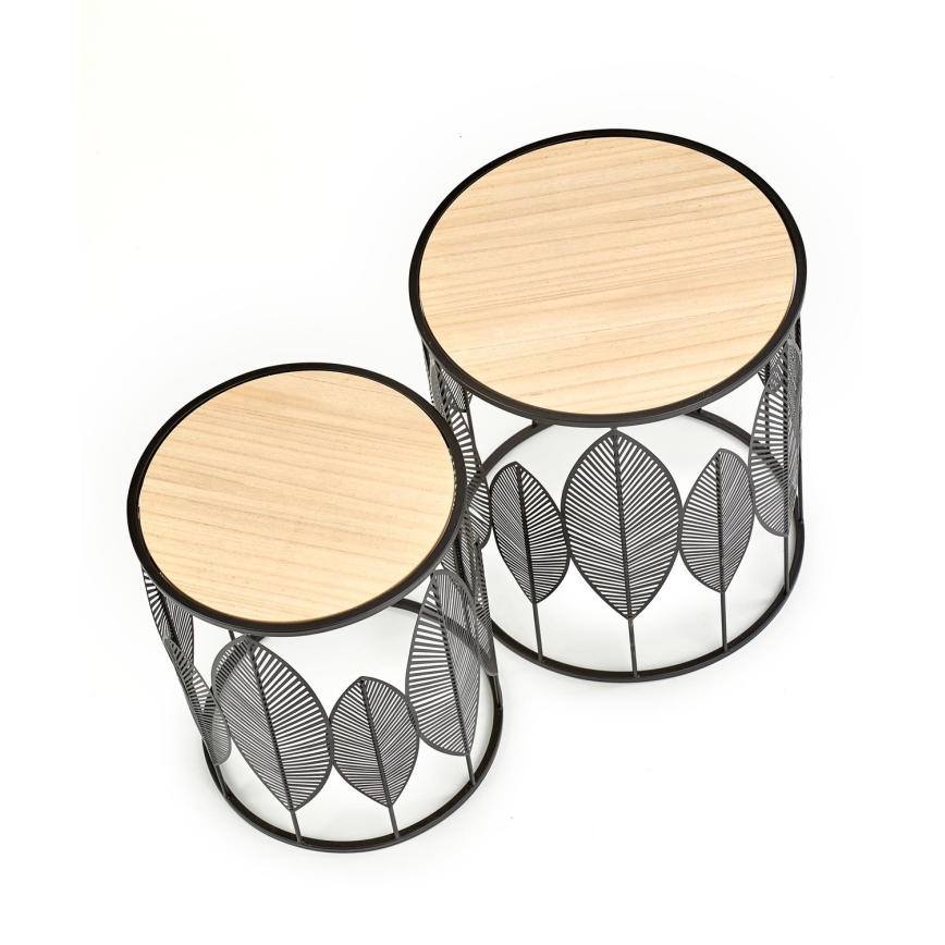 SET 2x Konferencijski stolić FOLLA promjer 33/40 cm crna