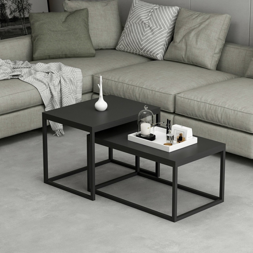 SET 2x Konferencijski stol LEKA crni