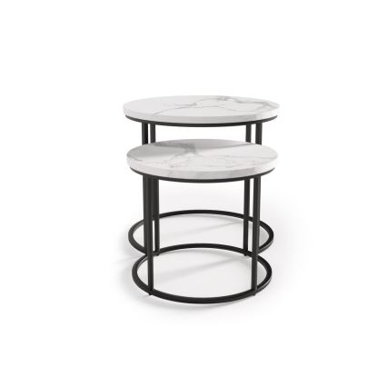 SET 2x Konferencijski stol OREO promjer 43/53 cm crna/mramorni dekor