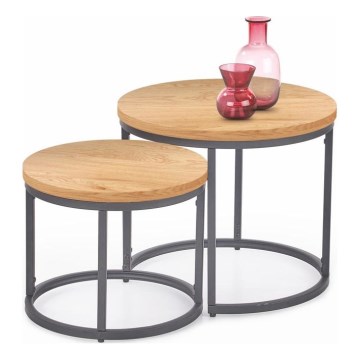 SET 2x Konferencijski stol OREO promjer 43/53 cm antracit/zlatni hrast