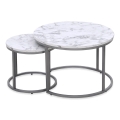 SET 2x Konferencijski stol PAOLA promjer 38/60 cm siva/mramorni dekor