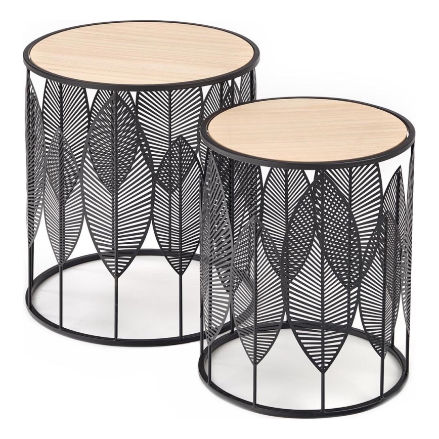 SET 2x Konferencijski stolić FOLLA promjer 33/40 cm crna