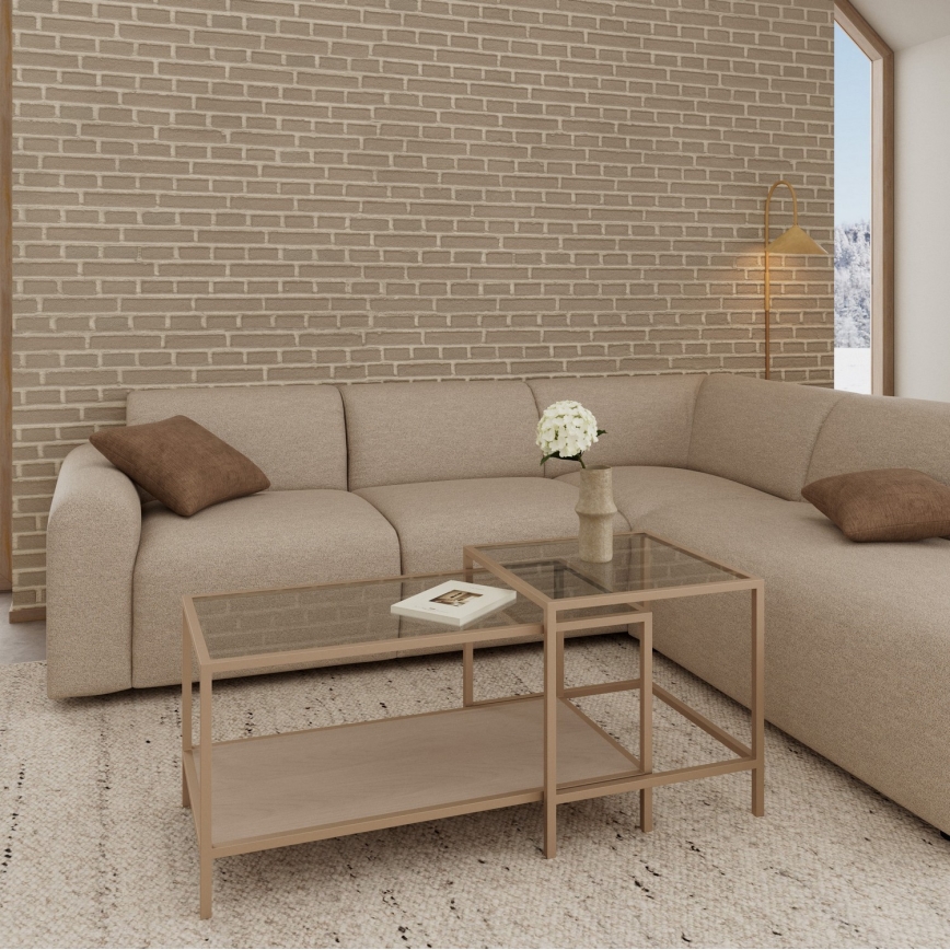 SET 2x Konferencijski stolić SARON 90x50 cm siva/prozirna