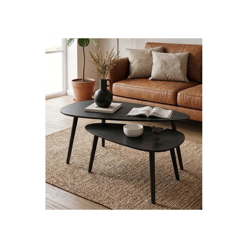 SET 2x konferencijskih stolića SOLE 60/80x30/40 cm crne boje
