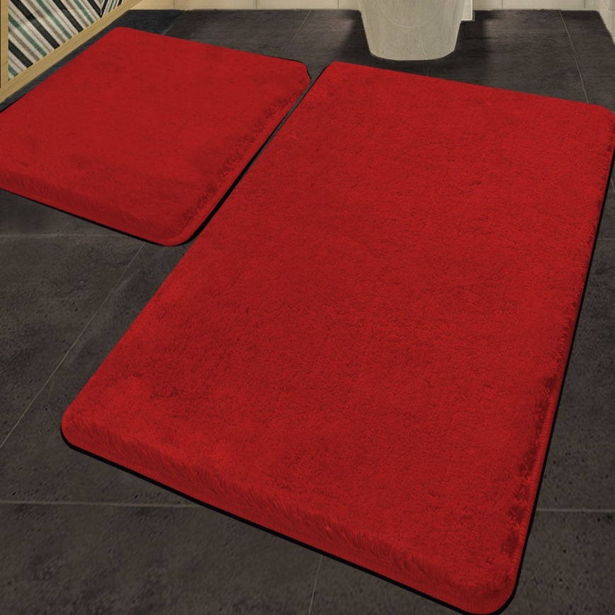 SET 2x Kupaonski tepih 60/100 cm crvena