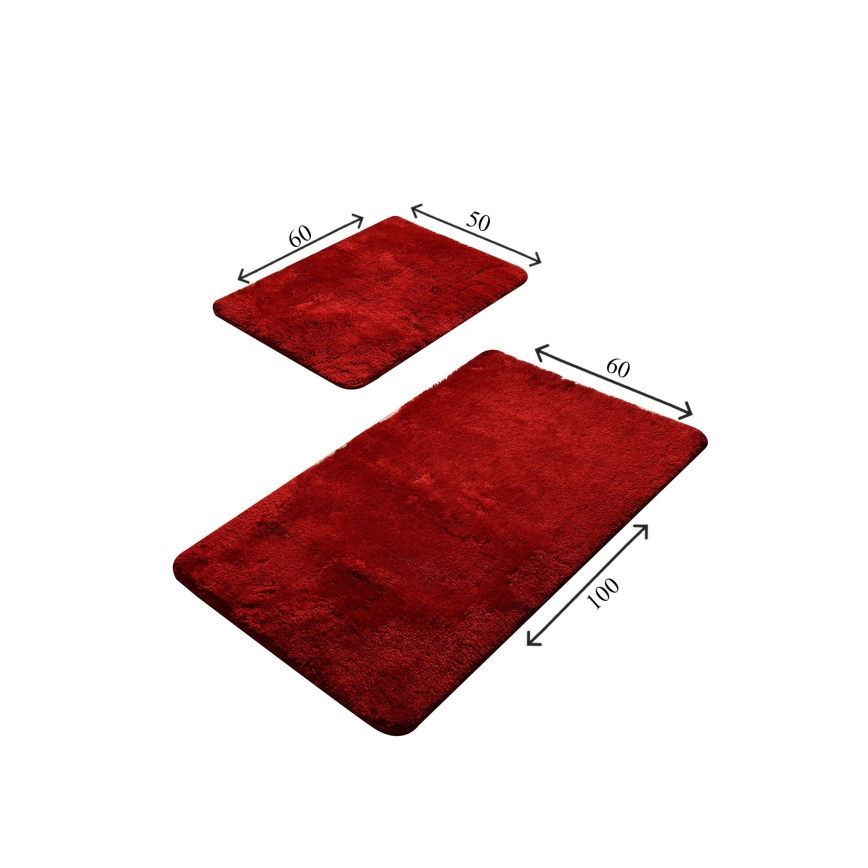 SET 2x Kupaonski tepih 60/100 cm crvena
