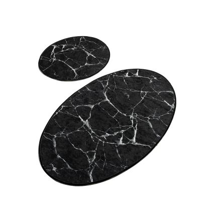 SET 2x Kupaonski tepih MARBLE 50x60/60x100 cm crna