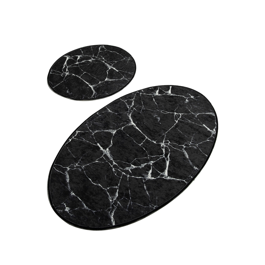 SET 2x Kupaonski tepih MARBLE 50x60/60x100 cm crna
