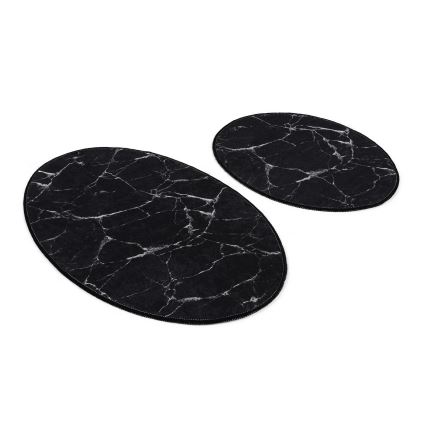 SET 2x Kupaonski tepih MARBLE 50x60/60x100 cm crna