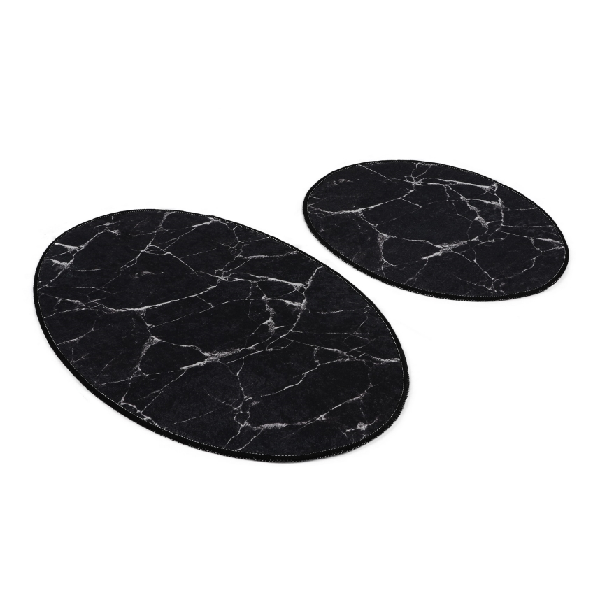 SET 2x Kupaonski tepih MARBLE 50x60/60x100 cm crna