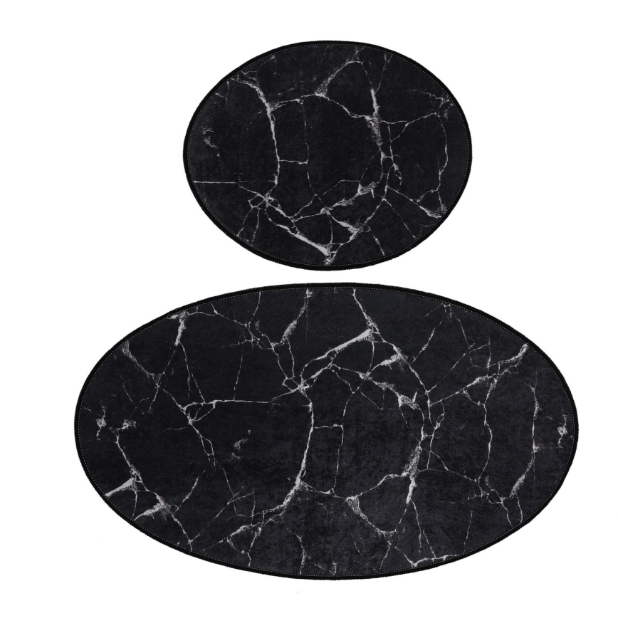 SET 2x Kupaonski tepih MARBLE 50x60/60x100 cm crna