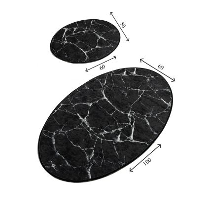 SET 2x Kupaonski tepih MARBLE 50x60/60x100 cm crna