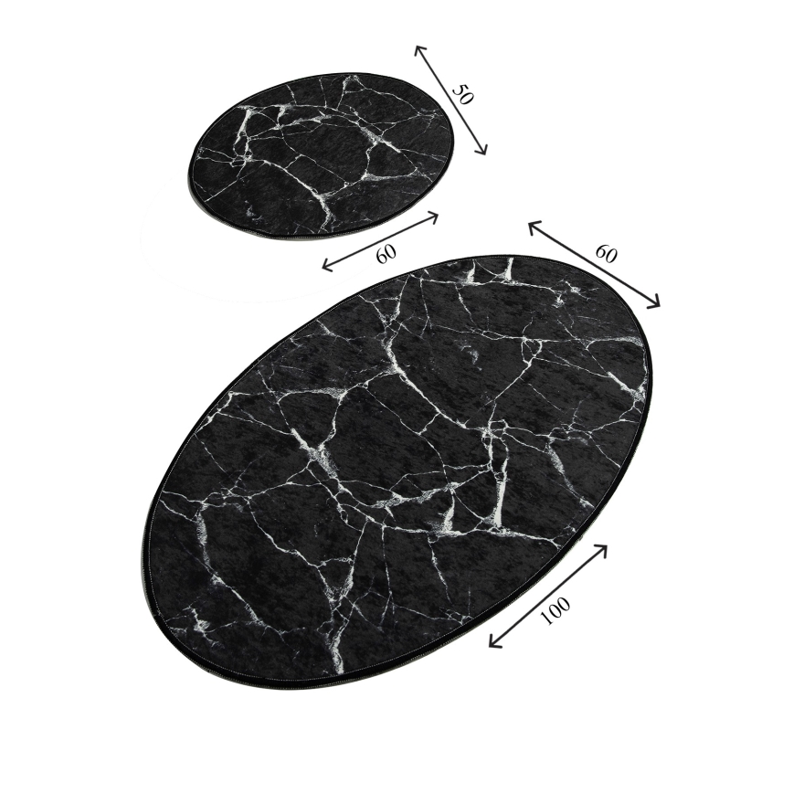 SET 2x Kupaonski tepih MARBLE 50x60/60x100 cm crna