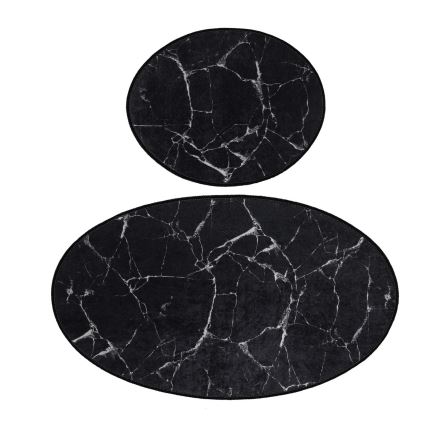 SET 2x Kupaonski tepih MARBLE 50x60/60x100 cm crni