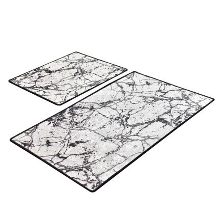 SET 2x Kupaonski tepih MARBLE 60/100 cm bijela/crna