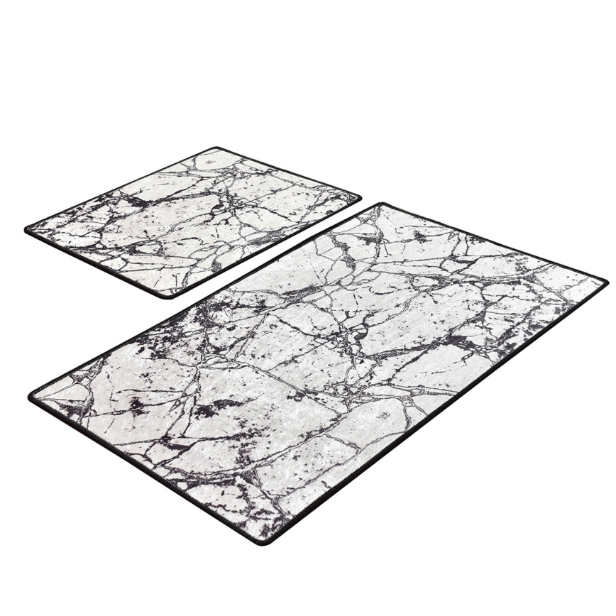 SET 2x Kupaonski tepih MARBLE 60/100 cm bijela/crna