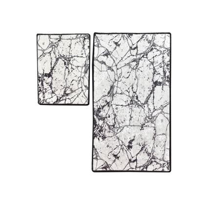 SET 2x Kupaonski tepih MARBLE 60/100 cm bijela/crna