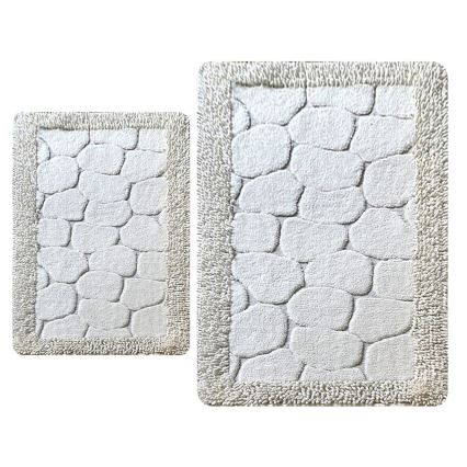 SET 2x Kupaonski tepih STONE 60/100 cm bijela