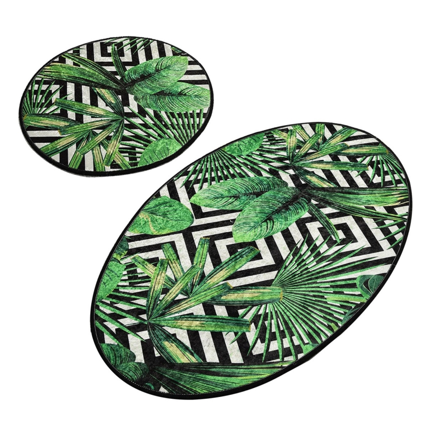 SET 2x Kupaonski tepih TROPIC 60/100 cm zelena