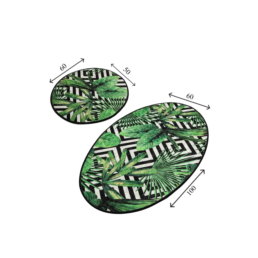 SET 2x Kupaonski tepih TROPIC 60/100 cm zelena