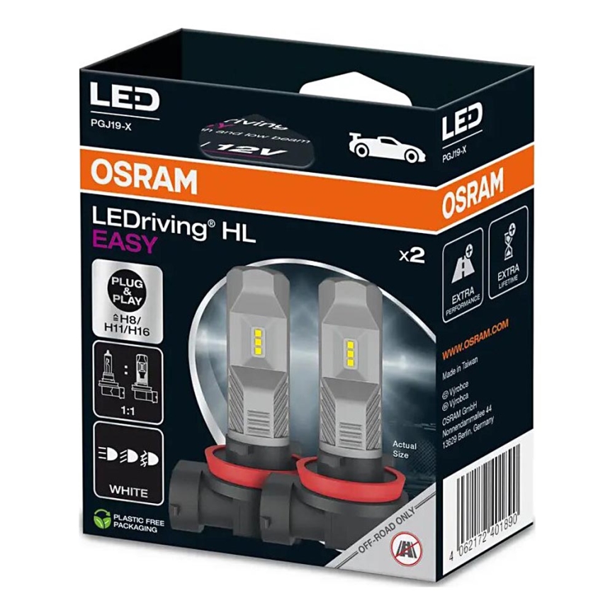 SET 2x LED Auto žarulja H8/H11/H16 PGJ19-X/8,2W/12V 6000K - Osram