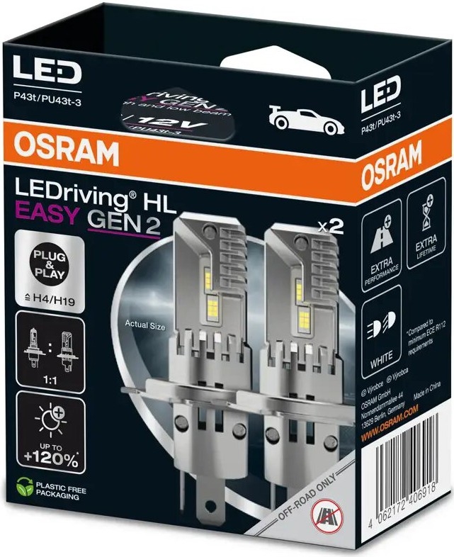 SET 2x LED Auto žarulja LEDriving H4/H19 P43t/PU43T-3/25W/12V 6500K - Osram