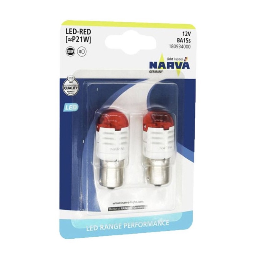 SET 2x LED Auto žarulja P21W BA15s/1,75W/12V crvena - Narva 18093RPNVAB2